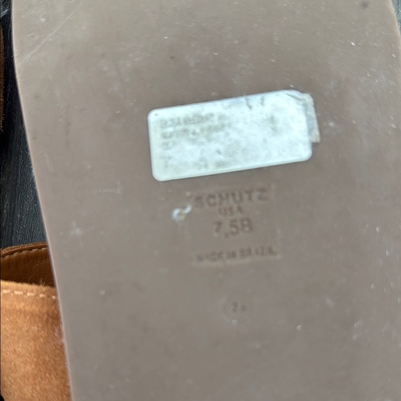 SCHUTZ  Enola Tan and Gold Fur-Lined Slides - Picture 4 of 7